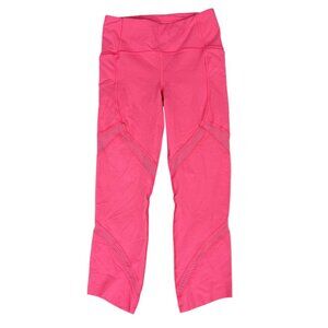 Lululemon On Pace Crop 21" Glossy Coral Pink Nulux Drop-In Pockets Mesh Size 4